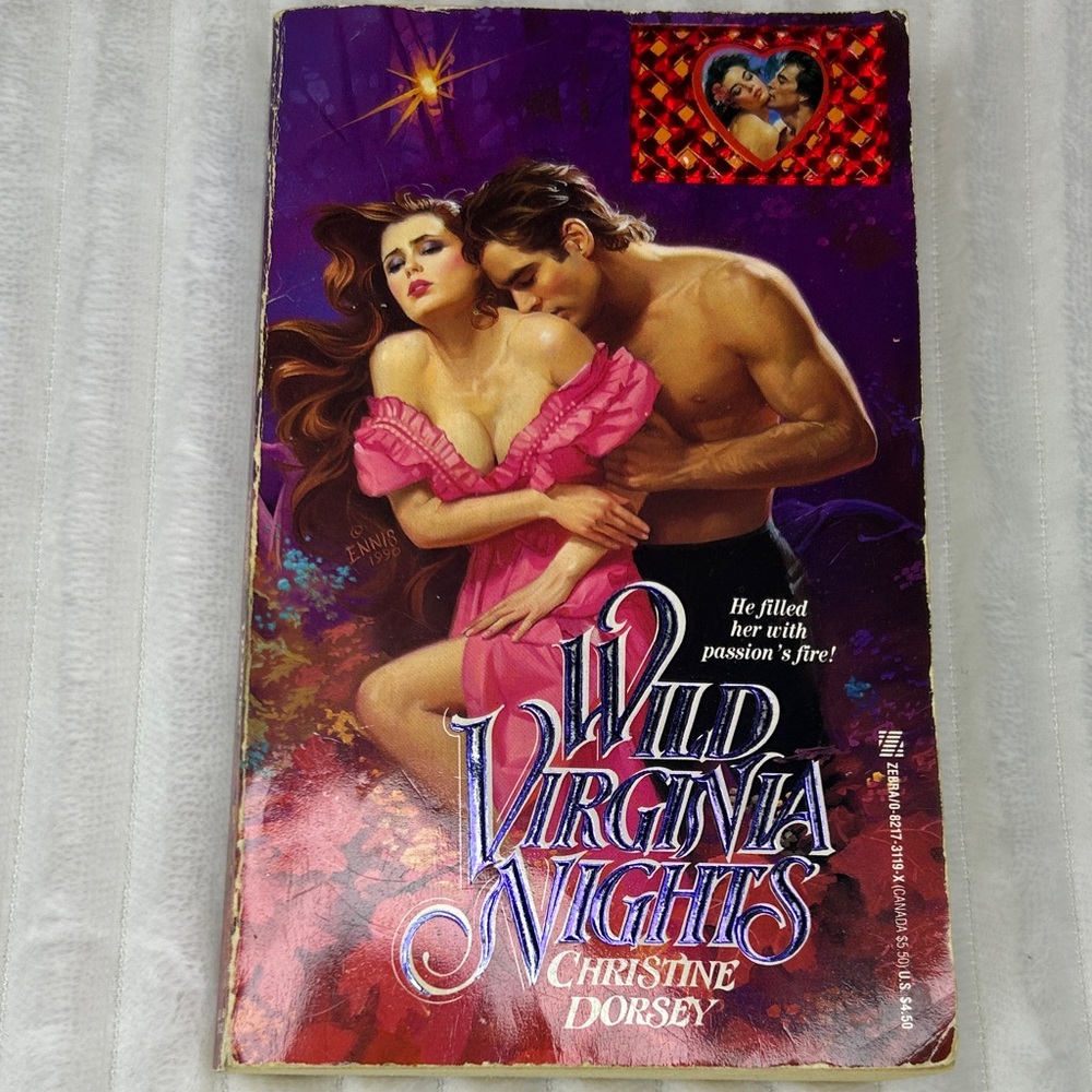1990 Vintage Wild Virginia Nights Romance Novel Softcover Book